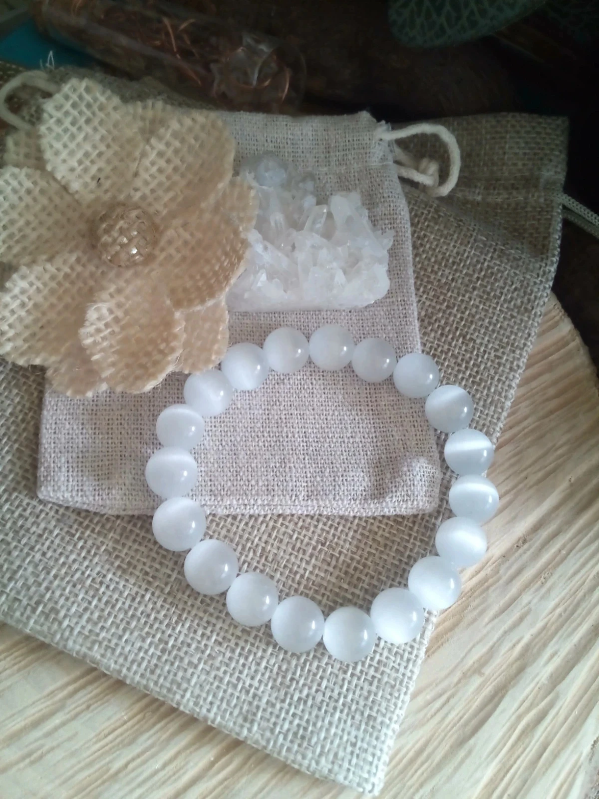 Bracelet en pierres naturelles de sélénite – photo 3
